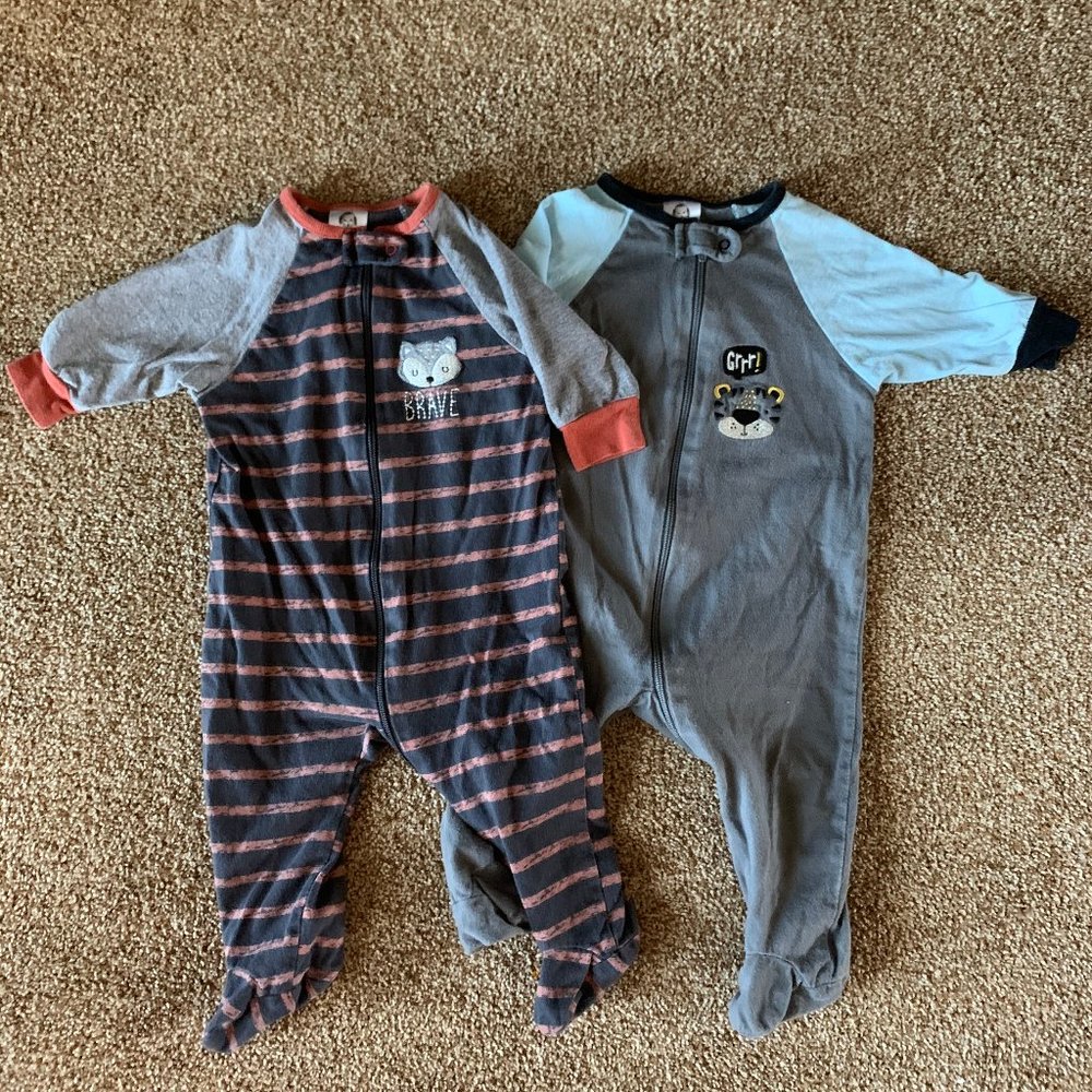 Bundle of 2 Gerbers long sleeve zip up sleepers